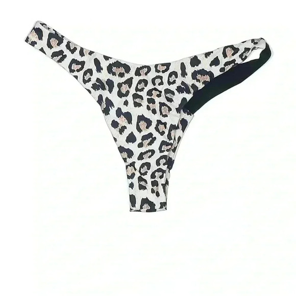 Unbranded cheetah swimsuit bottoms white black size M color block cheeky bikini - Picture 2 of 2